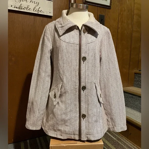 Anthropologie Tulle Coat Size L Lined ZipFront - Picture 11 of 14